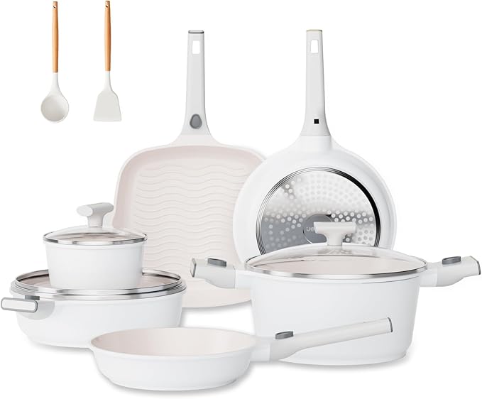 JEETEE 22pcs NonStick Ceramic Induction Cookware Sets, Pots and Pans With Removable Handles, Kitchen Non Toxic Pot Sets PFAS & PFOA Free