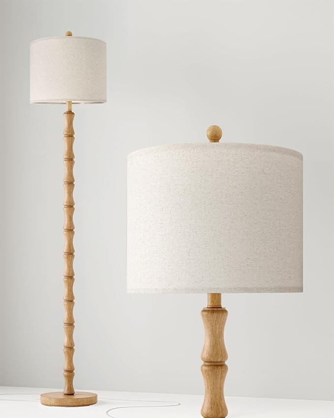 BOBOMOMO 62" Farmhouse Floor Lamp for Living Room, Retro Corner Floor Lamp Rotary Switch, Rustic Standing Lamp for Bedroom, Corner, Nursery, Dining Room, Bedroom, House