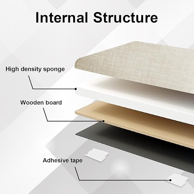 Upholstered Wall Mounted Headboard, 3D Soundproof Wall Panels Peel and Stick Headboard for Queen Size, Tufted, Beige (9 Panels, 10" x 24")