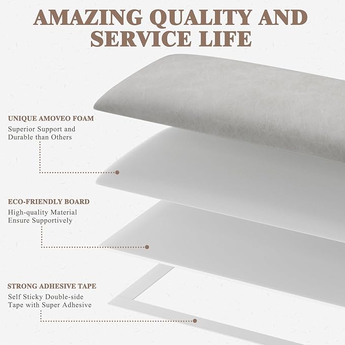 Upholstered Headboard for King Size Bed, Wall Mounted & Peel and Stick Headboard, Soundproof DIY Wall Panels, Leather Head Board in Modern Design for Bedroom (12 Panels, Each 23.62"x9.84"