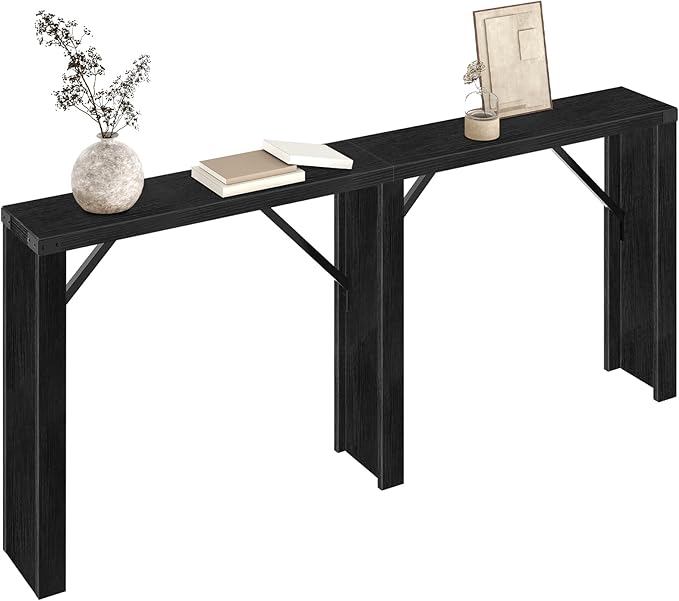 Console Table, 63" Long Behind Couch Sofa Table, Entryway Table, Farmhouse Console Table for Narrow Spaces, Hallway, Living Room, Black CT30BB