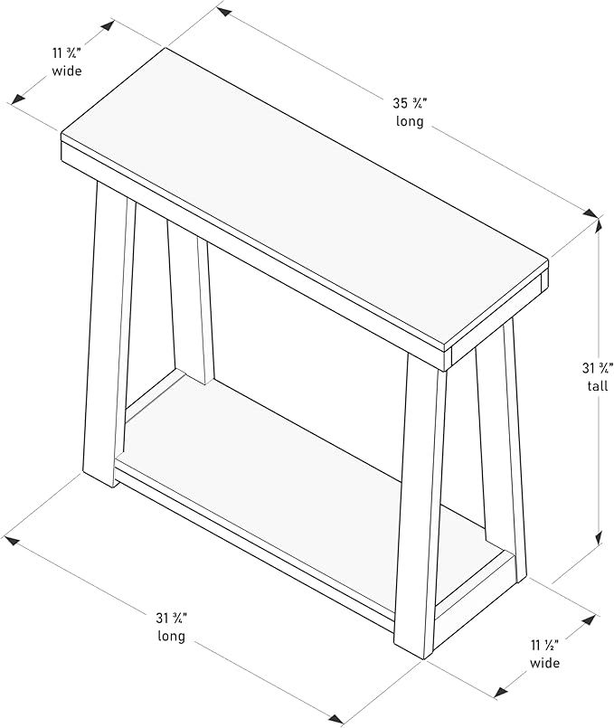 Plank+Beam Solid Wood Console Table with Storage, 36 Inch, Sofa Table with Shelf, Narrow Entryway Table for Hallway, Behind The Couch, Living Room, Foyer, Easy Assembly, Seashell