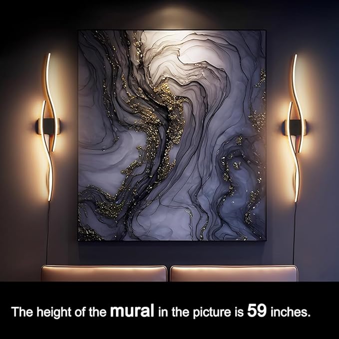 Modern Plug in Wall Sconces Set of Two, RC Dimmable LED Plug in Wall Light, Black Sconce Wall Lighting for Living Room, Hallway, Bedroom