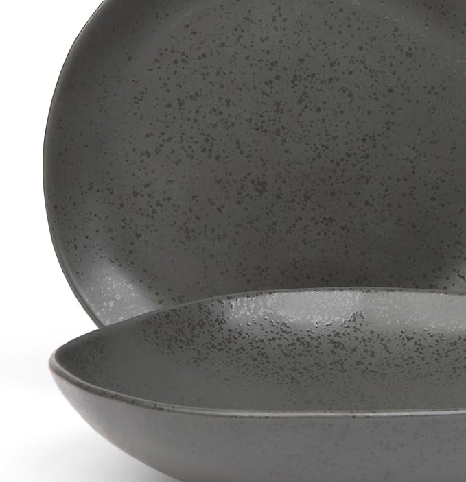 Trasa Home Eco-Friendly High Fired Artisan Stoneware Dinnerware 16 piece set, 4 place settings (Charcoal)