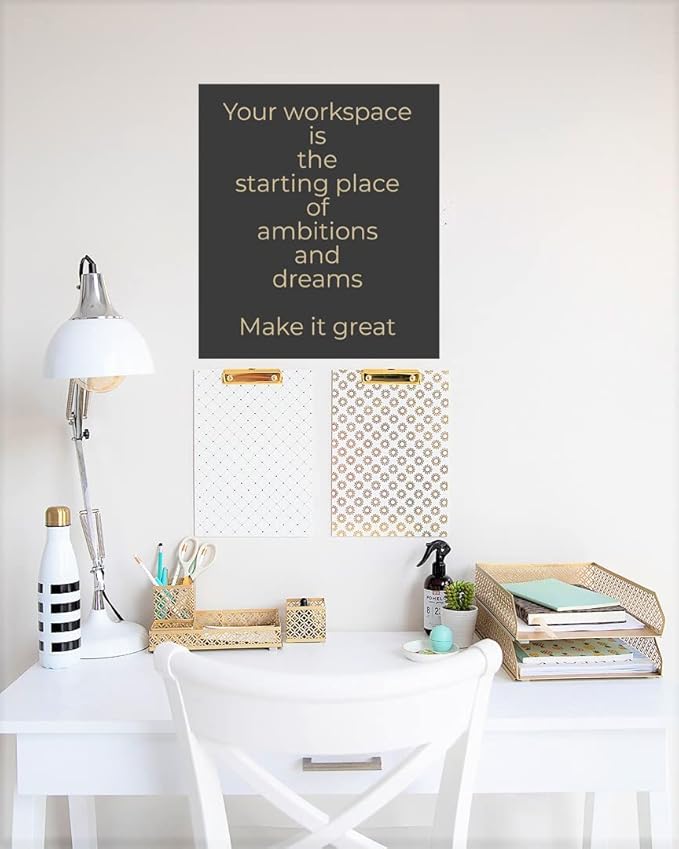 BLU MONACO Gold Desk Organizer Set for Women – 6-Piece Interlocking Office Supplies Set, Pen Cup, 3 Accessory Trays & 2 Letter Trays, Gold Paper Tray Holder