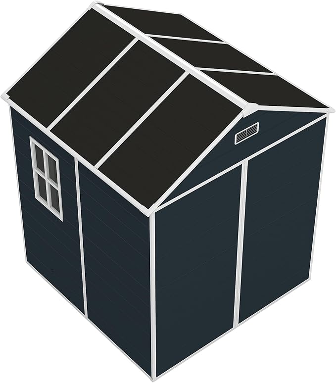 6' x 6' Resin Storage Shed Outdoor, PP Material & Strong Structure for All Weather, Plastic Garden Shed w/Window for Garden, Backyard, Poolside and Lawn, 15mm Thick PP Board - Dark Grey
