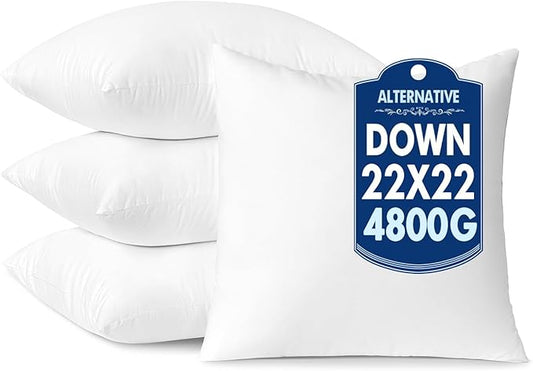 MIULEE 22x22 Down Alternative Pillow Inserts,Pack of 4 Throw Pillows 22 x 22 Inch Body Bed Sleeping Ultra Soft Fluffy Form for Sofa Couch Bed