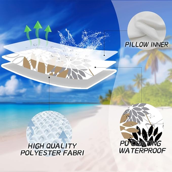 Brown and Black Floral Pillow Covers 18x18 Set of 2 Outdoor Waterproof Decorative Throw Pillows Summer Pillow Covers Polyester Cushion Case Decor for Couch Patio Funiture Garden Porch 01Y18