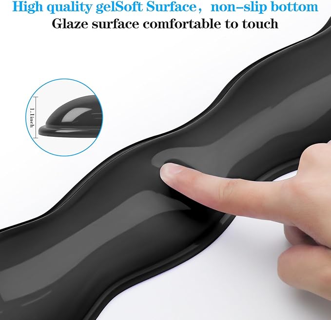 Gel Wrist Rest for Keyboard and Mouse, Wrist Rest for Keyboard, Mouse Wrist Support, Pain Relief, Cool Touch, Non-Skid, Keyboard Wrist pad