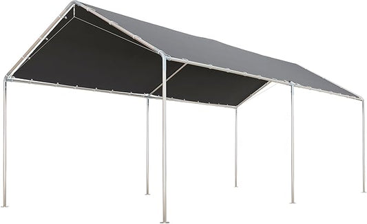 Outsunny 10'x20' Carport Heavy Duty Galvanized Car Canopy with Included Anchor Kit, 3 Reinforced Steel Cables, Grey