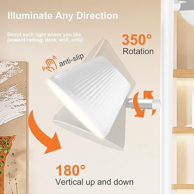 White 42W Tree Floor Lamp, Super Bright LED Standing Lamp with Remote, Modern Dimmable Floor Lamps,Individual Control, Rotable Head LED Lamp for Living Room Bedroom Office