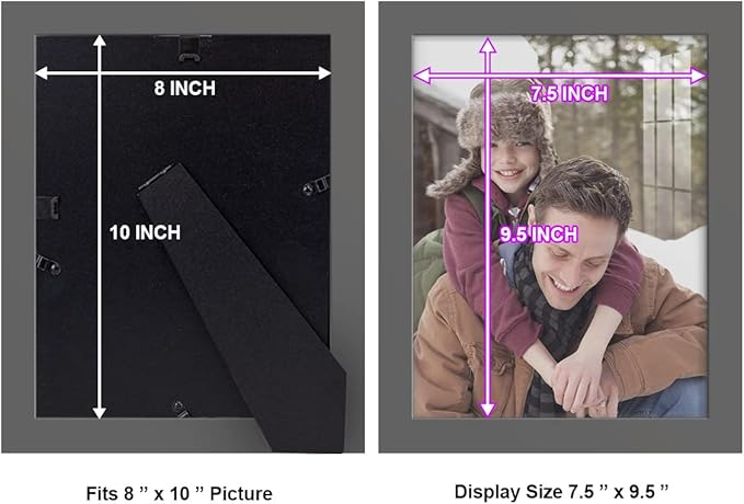 Renditions Gallery 8x10 inch Picture Frame High-end Modern Style, Made of Solid Wood and High Definition Glass Ready for Wall and Tabletop Photo Display, Gray Frame