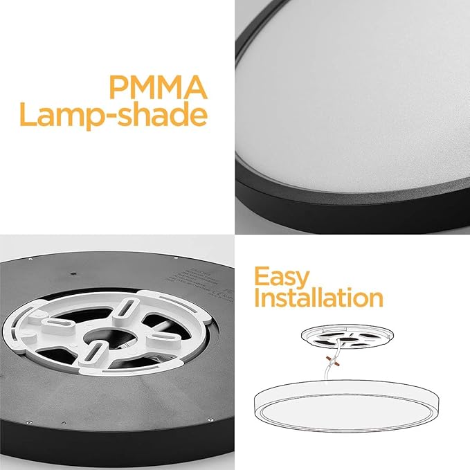 TALOYA Flush Mount LED Ceiling Light Fixture Black,12 Inch 20 Watt, Thin Ceiling Lamp Surface Mount for Kitchen Bedroom Utility Laundry Closet Room,5 Color Temperatures in One