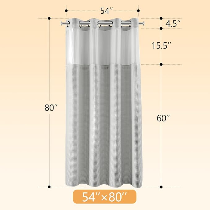 River Dream Lake Wanaka Fabric Shower Curtain Set, Cotton Blend, Waffle Weave, with Snap in Replacement Liner，54 x 80 inches