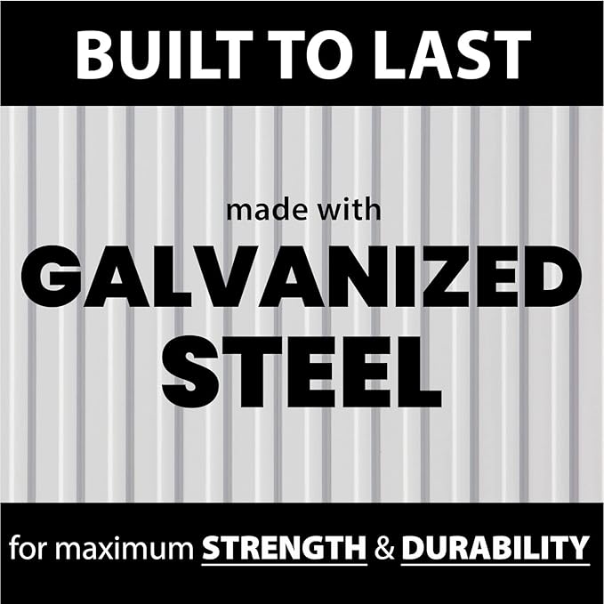 Hanover Galvanized Steel Single Door Patio Storage Shed for Garden Tools with Twist Lock and Key Security, 2 Tool Hooks (3'x3'x6') Dark Gray, White Rust Resistant Outdoor Storage for Yard Supplies