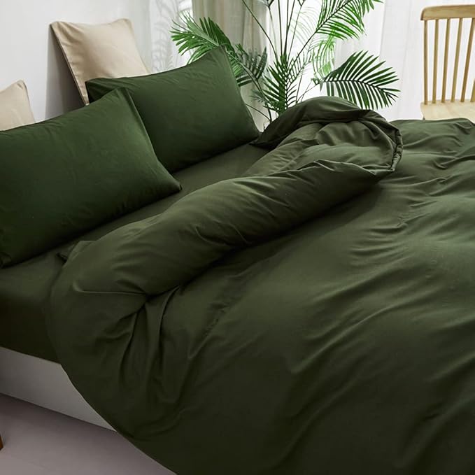 CLOTHKNOW Dark Green Twin/Twin XL Comforter Set 3Pcs Green Bedding Comforter Sets Kids Boys Girls Comforter Soft Military Comforter with 2 x Pillow Cases