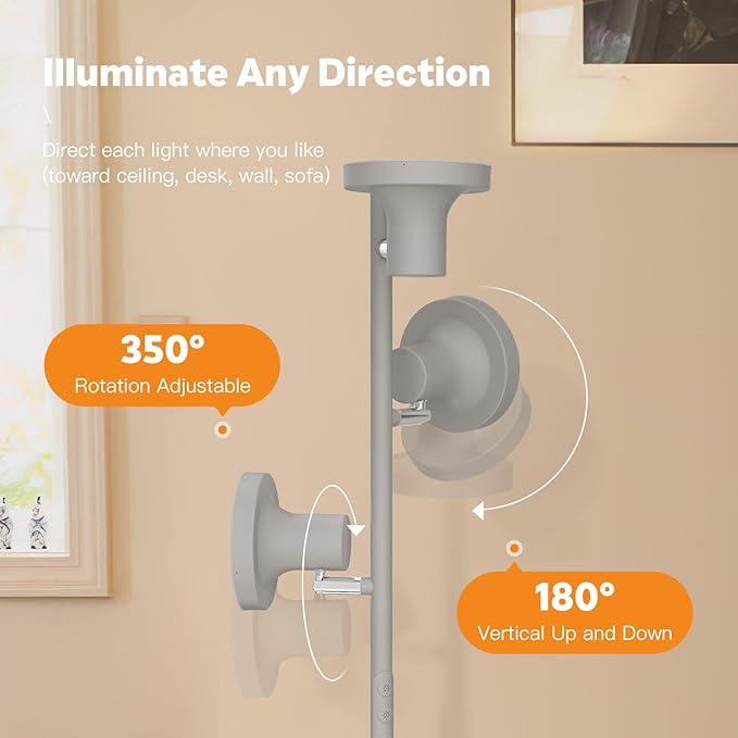 36W LED Tree Floor Lamp, Modern Dimmable Standing Lamp with Remote & Touch Control, 4 Color Temperatures, 3 Rotatable LED Light Floor Lamps for Living Room, Bedroom, Office