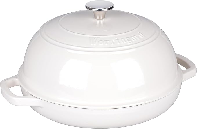 Enameled Cast Iron Dutch Oven Pot with Lid, Bread Oven for Sourdough Bread Baking, Dutch Ovens with Bread Proofing Basket& Baking Supplies Set, 6 Quart, White