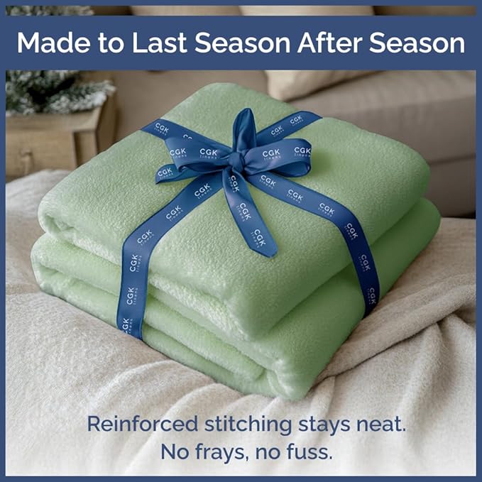 Ultra Soft Fleece Blanket Queen Size - Flannel Fleece Luxury Queen Blanket - Lightweight for Couch Bed Chair - Thick, Warm and Breathable - All Season Cozy Anti-Static Microplush Bedding, Sage Green