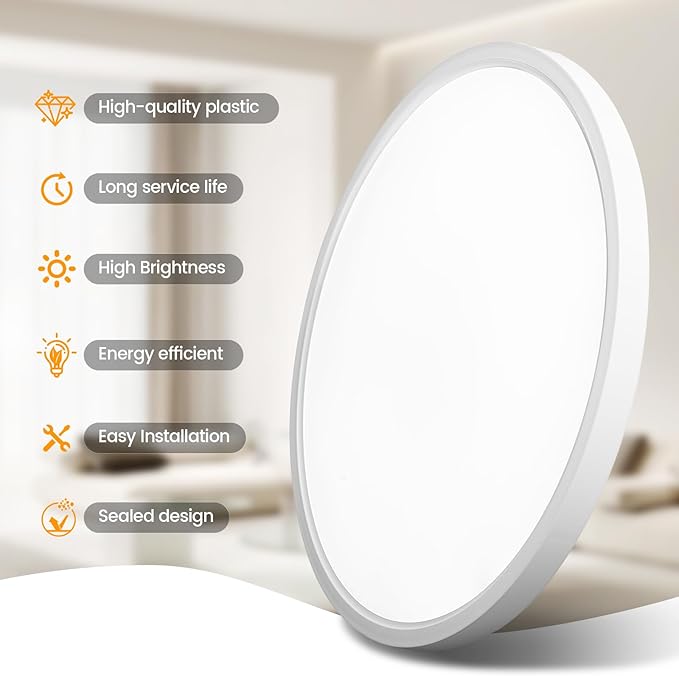 TALOYA Flush Mount Ceiling Light,10 Inch,18W,5000K Daylight Super Slim LED Ceiling Light for Bedroom, Living Room, Kitchen, Laundry and Hallway