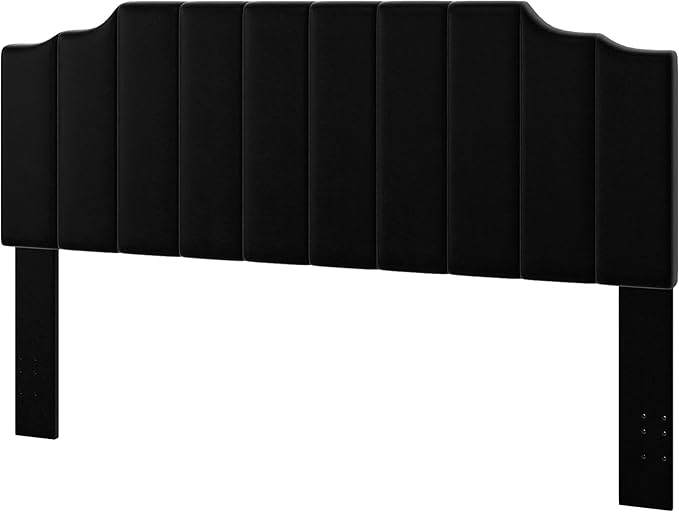 King Size Headboard Only, Velvet Wall Mounted Headboard King for Adjustable Bed Modern Upholstered Head Board Easy Assembly, Black