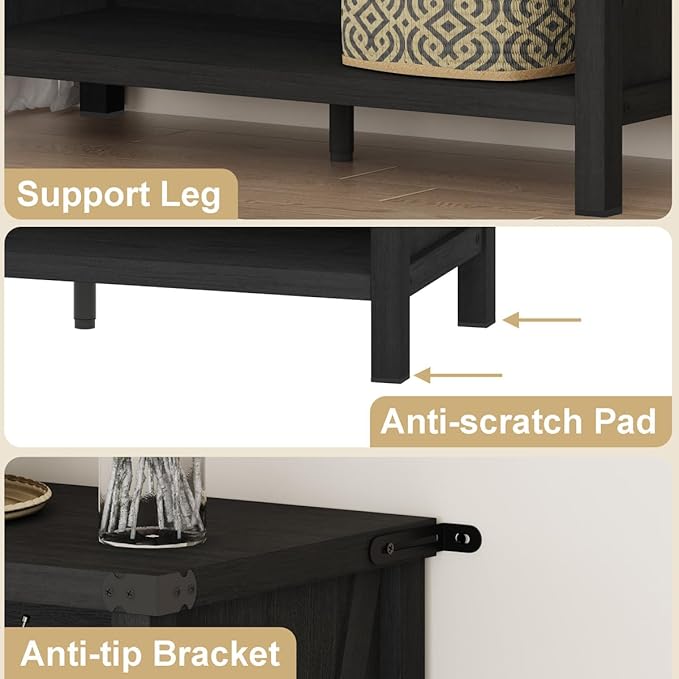 BON AUGURE Small Bookshelf, 3 Tier Black Book Shelf, Farmhouse Storage Bookcase, Short Wooden Book Cases for Small Space, Office, Bedroom, Living Room (Black Oak)