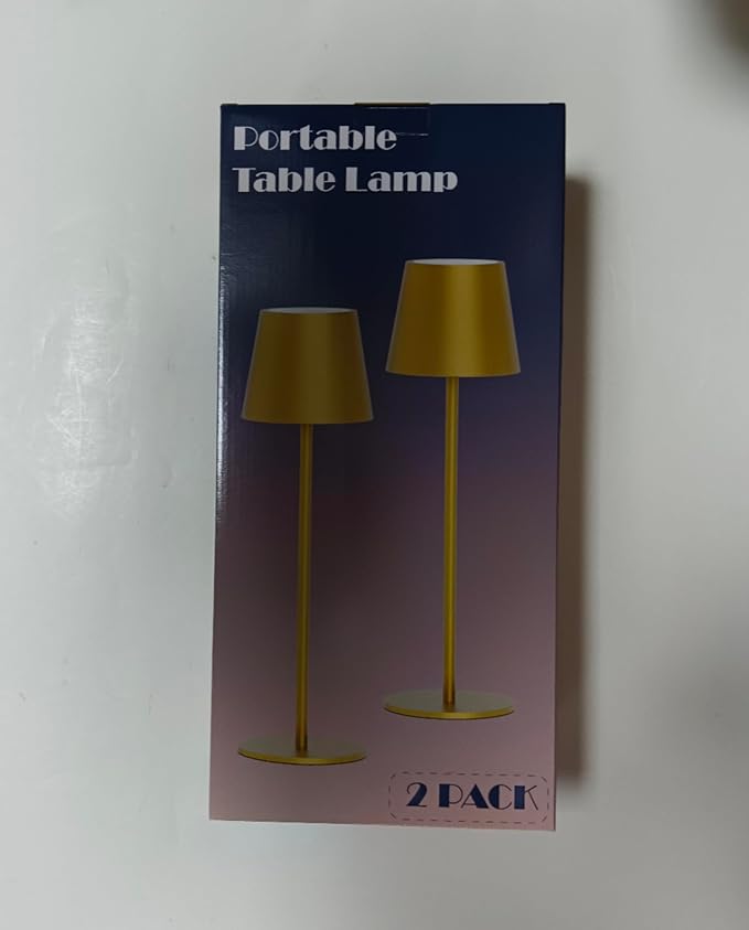 Aipsun 2 Pack Gold Table Lamp LED Modern Rechargeable Portable Table Light 6200mAh Battery Powered Table Lamp 3 Color Temperature Stepless Dimming Cordless Touch Lamps