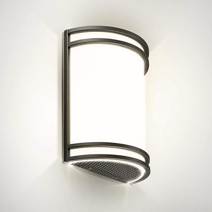ASD LED Indoor Wall Mount Light Fixture - 10 Inch Modern Interior Matte Black Wall Sconce Lighting - 3000K 4000K 5000K Adjustable - Half Cylinder Hallway Light Fixture - ETL & Energy Star