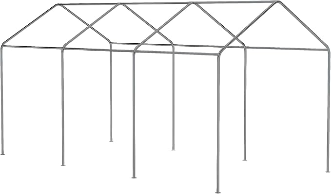 Outsunny 10' x 20' Party Tent and Carport, Height Adjustable Portable Garage, Outdoor Canopy Tent 8 Legs Without Sidewalls for Car, Truck, Boat, Motorcycle, Bike, Garden Tools, White