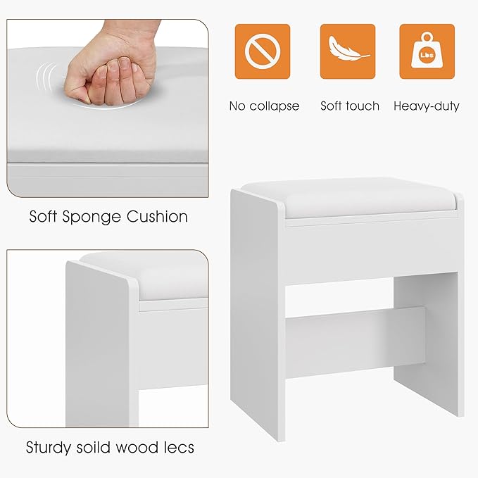 Whalefall Vanity Desk with Mirror and Lights, 31'' Wide Makeup Table with Power Outlets and Chair, 3 Lighting Modes & Adjustable Brightness, Storage Drawer & Open Shelves, for Women Girls Bedroom