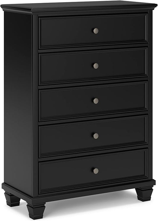 Signature Design by Ashley Lanolee Traditional 5 Drawer Chest for Bedroom, Black