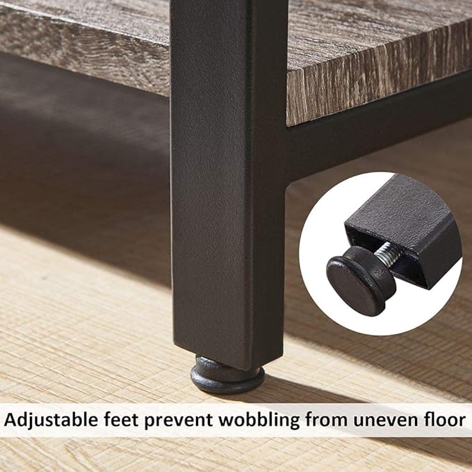 BON AUGURE Industrial Bookshelf, Etagere Bookcases and Book Shelves 5 Tier, Rustic Wood and Metal Shelving Unit (Dark Gray Oak)