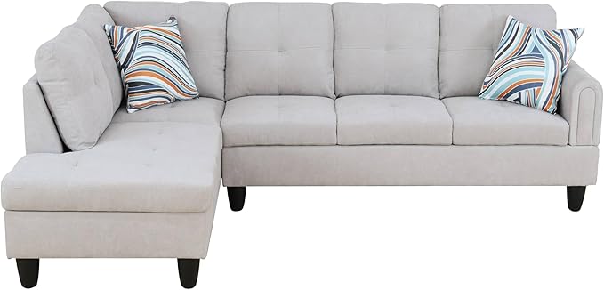 NicBex Sectional Couch 2 Pieces 66.5" L Sofa with Left Chaise Flannel L Shaped Cloud Couch for Living Room Furniture Sets with Cushion, Modular Sofa for Living Room & Small Apartment, Light Gray