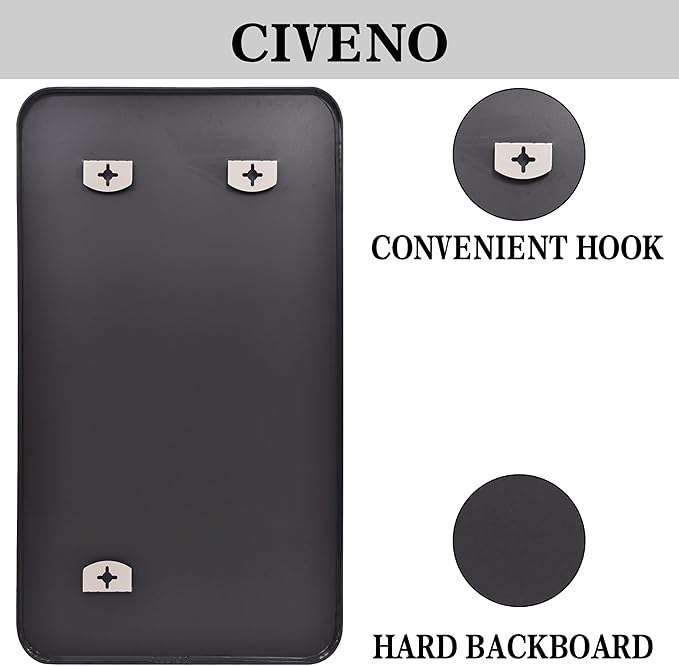 Bathroom Mirror, 30x60 inch Black Rectangle Wall Mirror, Metal Frame Rounded Corner Vanity Mirror, Large Wall Mounted Mirrors for Over Sink Bedroom Living Room Horizontal Or Vertical Mounting