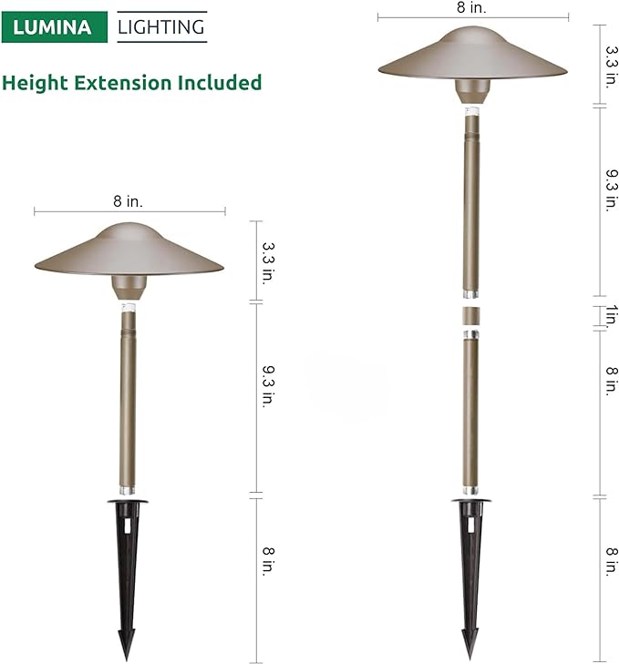 Lumina Lighting® 3W Landscape Lighting 12V Landscape Lights Low Voltage Landscape Path Lights Warm White Waterproof Outdoor Replaceable G4 LED Bulb for Garden Pathway Lawn Yard (Bronze, 2-Pack)