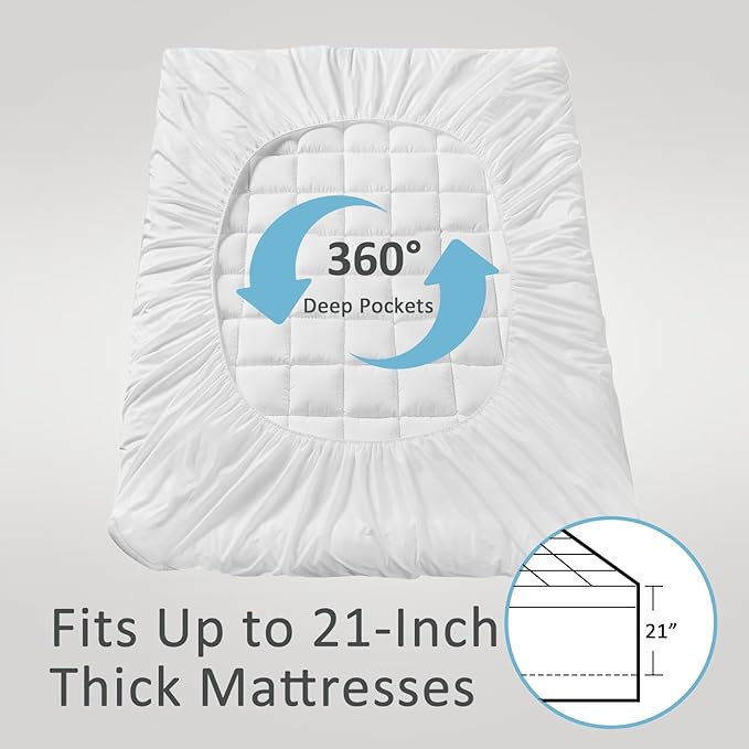 Dual Layer 4.5 Inch Full Memory Foam Mattress Topper, 2.5 Inch Cooling Memory Foam, 2 Inch Thick Pillow Top Mattress Pad Cover for Hard Bed, Soft Fluffy & Pressure Relief & Medium Support