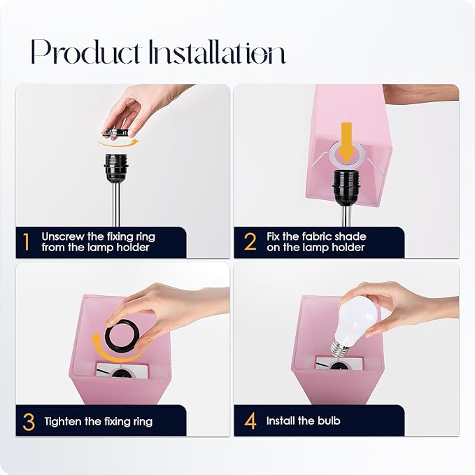 Bedside Lamp with USB Ports - Touch Control Table Lamp for Bedroom with USB C+A Charging Ports & AC Outlets, 3 Way Dimmable Nightstand Light with White Base for Living Room (LED Bulb Included, Pink)