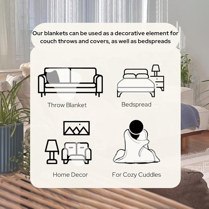 Dalisa 100% Organic Turkish Cotton Throw Blanket - GOTS Certified, Cozy - Perfect for Couch, Bed, and Home Decor - Boho Vintage Knit Alina (White, 60x80)