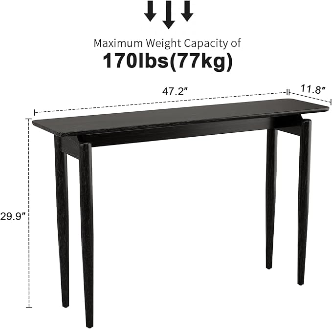 Wood Console Table Walnut Entryway Table, Thin Console Table, Sofa Tables for Living Room (47.2'')