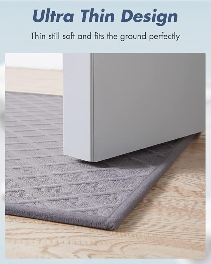 AMOAMI Ultra Thin Bathroom Rugs, Rubber Backed Bath Mats for Bathroom Non Slip, Absorbent Bathroom Mat for Floor, Shower, Sink (Grey, 24"x35")
