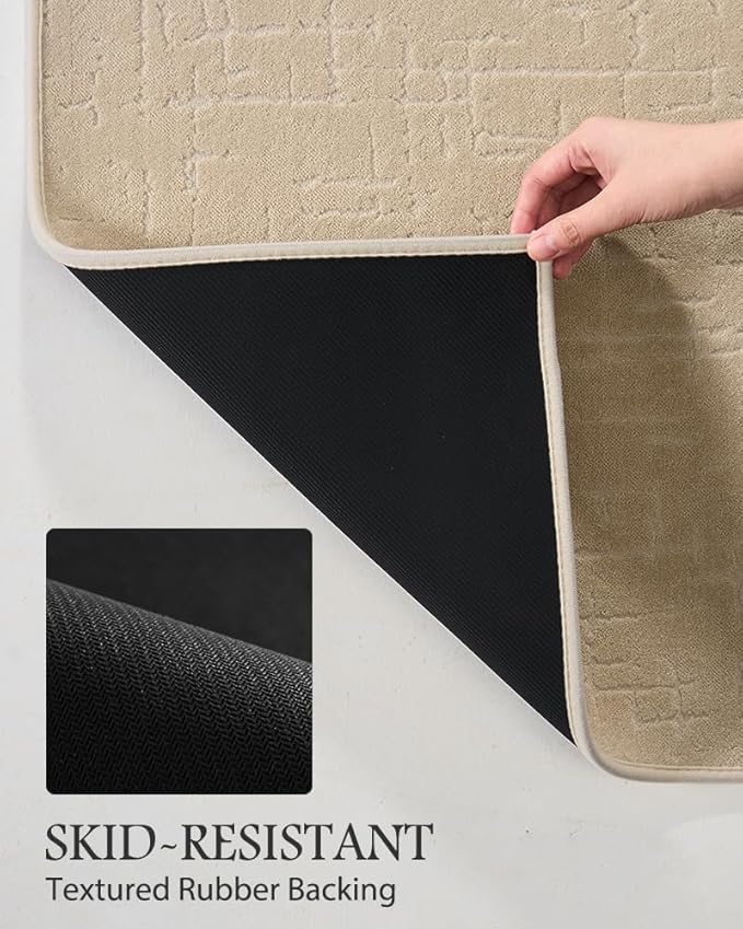 AMOAMI-Bath Mat-Absorbent Quick Dry Bathroom Floor Mats-Washable Rubber Backing Bath Mats for Bathroom Rugs Fit Under Door-Bath Rug for in Front of Sink Bathtub Shower Room, Camel 24''x48''