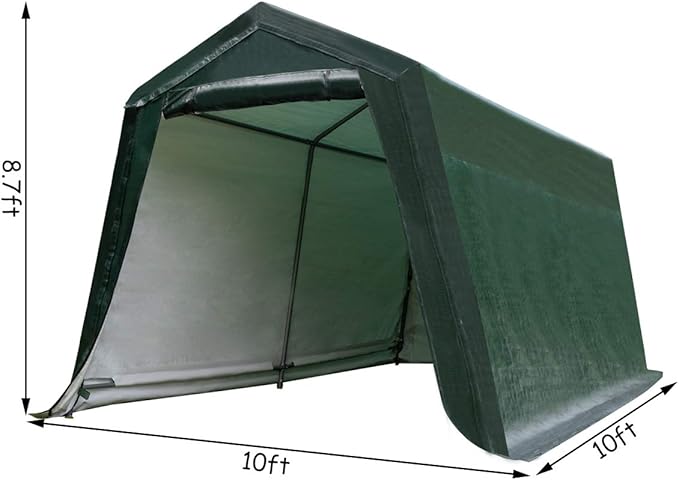 Tangkula 10x10 Ft Outdoor Storage Shelter, Patio Storage Tent, Enclosed Carport Shed w/All-Steel Metal Frame and Waterproof Ripstop Cover, Outdoor Garage Tent with Sidewalls