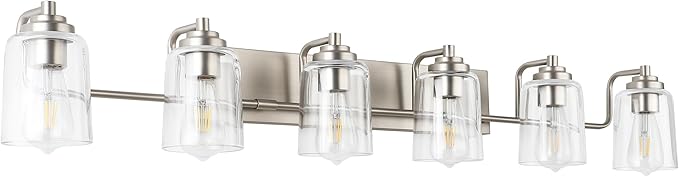 SOLFART 6 Light Bathroom Lights for Bathroom Brushed Nickel Vanity Light Bathroom Vanity Lighting Bath Light Fixtures Over Mirror