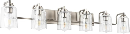 SOLFART 6 Light Bathroom Lights for Bathroom Brushed Nickel Vanity Light Bathroom Vanity Lighting Bath Light Fixtures Over Mirror