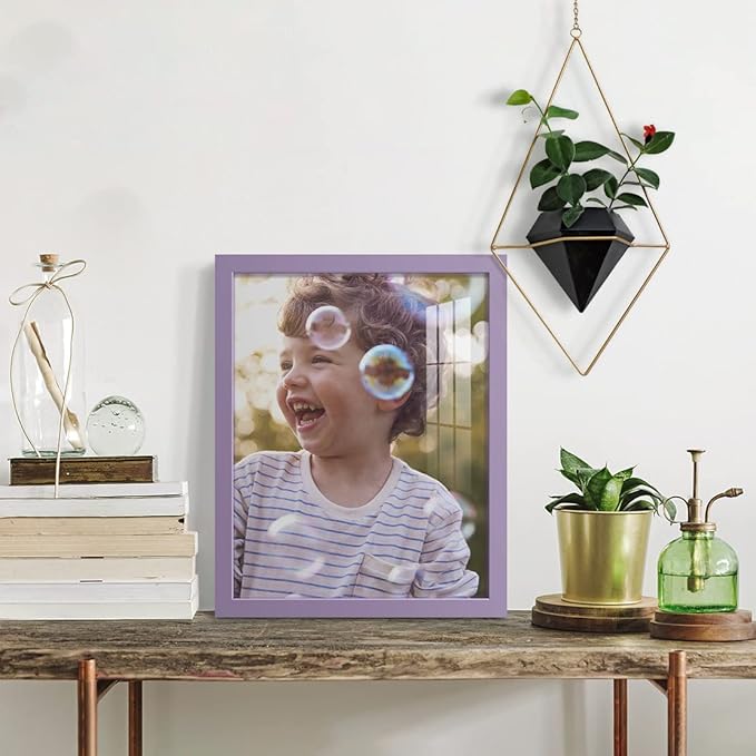 Renditions Gallery 11x14 inch Picture Frame High-end Modern Style, Made of Solid Wood and High Definition Glass Ready for Wall and Tabletop Photo Display, Violet Frame
