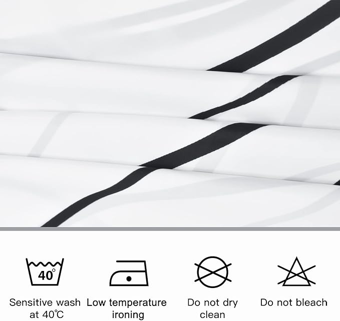 Punkray Black and White Striped Wavy Line Polyester Shower Curtain for Bathroom, Extra Long 84 Inches, Weighted Hem, Waterproof Bath Accessories - Machine Washable