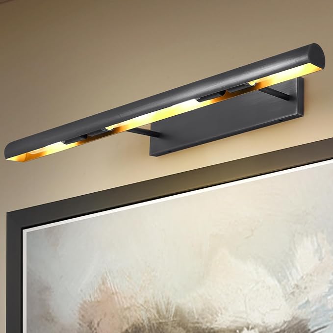 Black Picture Lights, 24inch Hardwired Picture Light for Wall, Art Light for Wall, Rotatable Wall Lights Over Picture, Frame Lights for Painting Display Artwork Portrait
