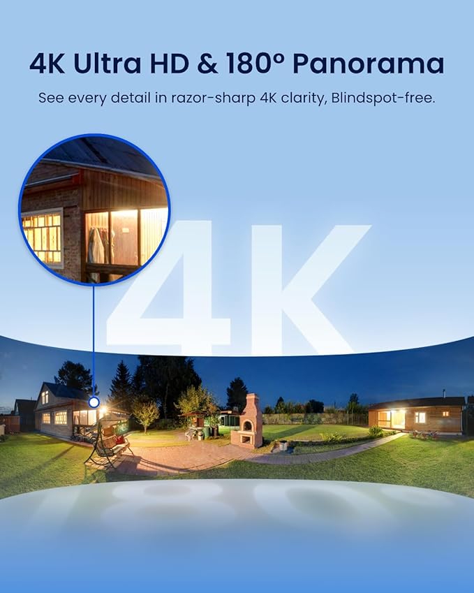 REOLINK Elite Floodlight WiFi, 4K 8MP 180° Panoramic Wired Floodlight Camera, Adjustable 3000 Lumens, Local AI Video Search, Dual-Band Wi-Fi 6, 24/7 Recording, No Monthly Fees, 100~200V AC Hardwired