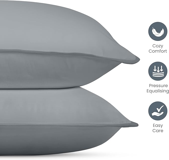 Utopia Bedding Bed Pillows for Sleeping (Grey), Standard Size, Set of 2, Hotel Pillow, Cooling Pillows for Side, Back or Stomach Sleepers