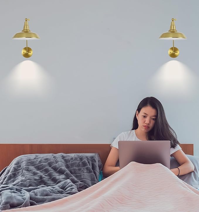 Gold Vintage LED Wall Sconce Set of 2, Wireless Battery Powered Wall Sconce with Remote Control, Dimmable Lighting for Bedroom, Hallway, Farmhouse Indoor Wall Sconce